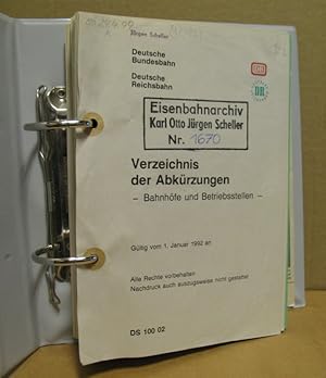 Imagen del vendedor de Verzeichnis der Abkrzungen - Bahnhfe und Betriebsstellen -. Gltig vom 1. Januar 1992 an. a la venta por Nicoline Thieme