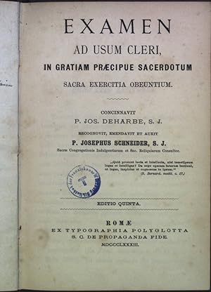 Image du vendeur pour Examen ad usum cleri, in gratiam praecipue sacerdotum: sacra exercitia obeuntium mis en vente par books4less (Versandantiquariat Petra Gros GmbH & Co. KG)