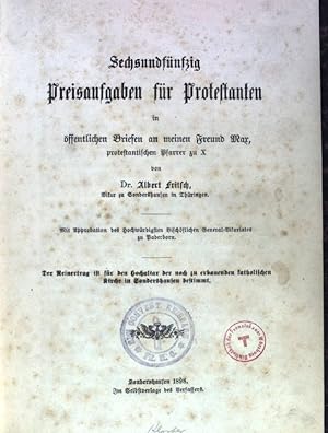 Imagen del vendedor de Sechsundfnfzig Preisaufgaben fr Protestanten in ffentlich Briefen an meinen Freund Max, protestantischer Pfarrer zu X; a la venta por books4less (Versandantiquariat Petra Gros GmbH & Co. KG)