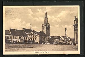 Ansichtskarte Kaaden /Eger, Kirche auf dem Marktplatz