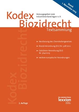 Bild des Verkufers fr Kodex Biozidrecht: Textsammlung zum Verkauf von Rheinberg-Buch Andreas Meier eK