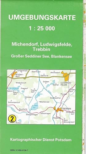 Bild des Verkufers fr Michendorf, Ludwigsfelde, Trebbin, Groer Seddiner See, Blankensee. Umgebungskarte 1 : 25000. zum Verkauf von Antiquariat Schwarz & Grmling GbR
