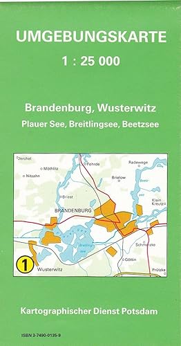 Bild des Verkufers fr Brandenburg, Wusterwitz, Plauer See, Breitlingsee, Beetzsee. Umgebungskarte 1 : 25000. zum Verkauf von Antiquariat Schwarz & Grmling GbR