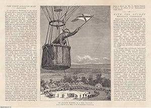 Seller image for The First English War Balloon. An original print, with accompanying text, from the Graphic Illustrated Weekly Magazine, 1885. for sale by Cosmo Books