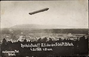 Foto Ansichtskarte / Postkarte Bitche Bitsch Lothringen Moselle, Reichsluftschiff Z 1 über dem Tr...