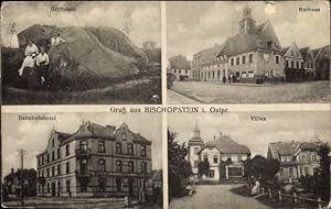 Ansichtskarte / Postkarte Bisztynek Bischofstein Ostpreußen, Griffstein, Rathaus, Bahnhofshotel, ...