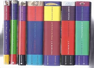 Seller image for SEVEN Volumes: Harry Potter & Philosopher's Stone; Chamber of Secrets; Prisoner of Azkaban; Goblet of Fire; Order of Phoenix; Half Blood Prince; Deathly Hallows book 1 2 3 4 5 6 7 -by J K Rowling ( one book signed -see description ) for sale by Leonard Shoup