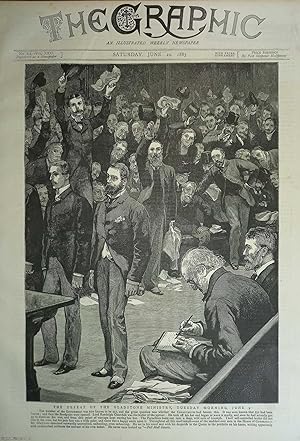 The Defeat of the Gladstone Ministry, June 1885. Two original prints from the Graphic Illustrated...