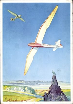 Künstler Ansichtskarte / Postkarte Minimoa, das Fluggerät des Segelflugmeister, Sportflugzeugbau ...