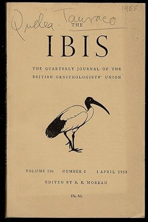 Image du vendeur pour The Ibis: The Quarterly Journal of the British Ornithologists' Union Volume 100 Number 2 1 April 1958 mis en vente par Lazy Letters Books