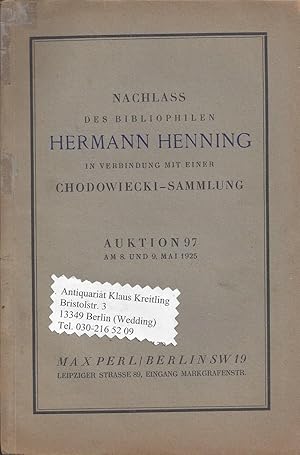 Nachlass des Bibliophilen Hermann Henning in Verbindung mit einer Chodowiecki - Sammlung