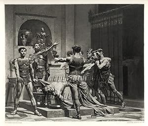 THE CONJURATION FROM THE ORIGINAL PAINTING BY GLAIZE, 1883 PHOTOGRAVURE LARGER ANTIQUE ART PRINT