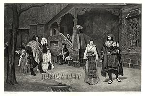 THE MEETING OF FAUST AND MARGUERITE, FROM THE ORIGINAL PAINTING BY TISSOT,1883 PHOTOGRAVURE LARGE...