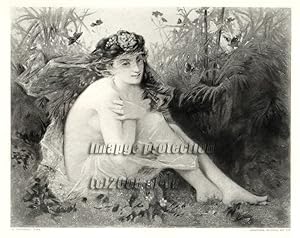 VIOLETTE FROM THE ORIGINAL PAINTING BY LAURENS,1883 PHOTOGRAVURE LARGER ANTIQUE ART PRINT