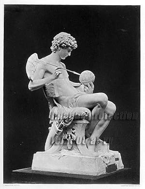 LOVE TURNS THE WORLD AT HIS CAPRICE FROM THE ORIGINAL SCULPTURE BY MARIOTON,1883 PHOTOGRAVURE LAR...