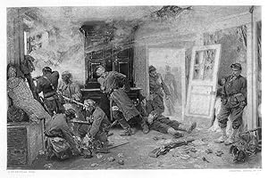 THE LAST CARTRIDGE FROM THE ORIGINAL PAINTING BY NEUVILLE,1883 PHOTOGRAVURE LARGER ANTIQUE ART PRINT