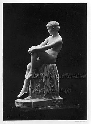 CHLOE ROM THE ORIGINAL SCULPTURE BY VASSELOT ,1883 PHOTOGRAVURE LARGER ANTIQUE ART PRINT