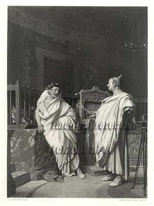 THE TWO AUGURS FROM THE ORIGINAL PAINTING BY GEROME, 1883 PHOTOGRAVURE LARGER ANTIQUE ART PRINT