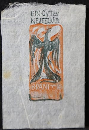 Seller image for Ein gutes Neues Jahr, B. Pankok". Aufsteigender Kranich. Kleiner Holzschnitt als Neujahrsgru for sale by Antiquariat  Braun