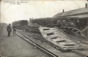 Ansichtskarte / Postkarte Contich Kontich Flandern Antwerpen, Catastrophe 1908, Eisenbahn nach de...