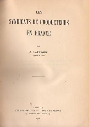 Seller image for Les syndicats de producteurs en France for sale by PRISCA