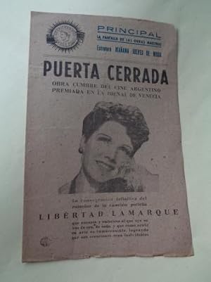 Seller image for Folleto doble pelcula PUERTA CERRADA, con Libertad Lamarque for sale by GALLAECIA LIBROS