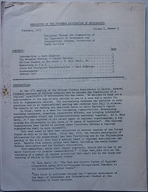 Newsletter of the Southern Association of Africanists. February, 1973. Vol. I. No. 1