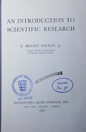 Bild des Verkufers fr An introduction to scientific research. zum Verkauf von Antiquariat Bookfarm