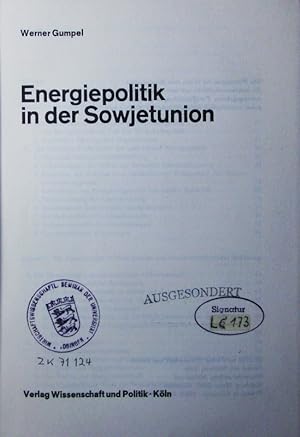 Bild des Verkufers fr Energiepolitik in der Sowjetunion. zum Verkauf von Antiquariat Bookfarm