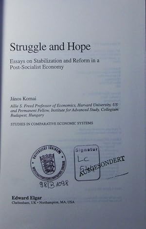 Bild des Verkufers fr Struggle and hope. essays on stabilization and reform in a post-socialist economy. zum Verkauf von Antiquariat Bookfarm