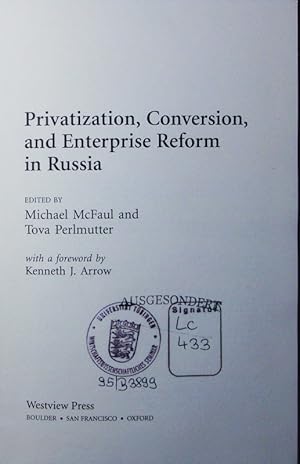 Bild des Verkufers fr Privatization, conversion, and enterprise reform in Russia. zum Verkauf von Antiquariat Bookfarm