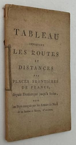 Tableau indiquant les routes et distances des places frontières de France, depuis Dunkerque jusqu...