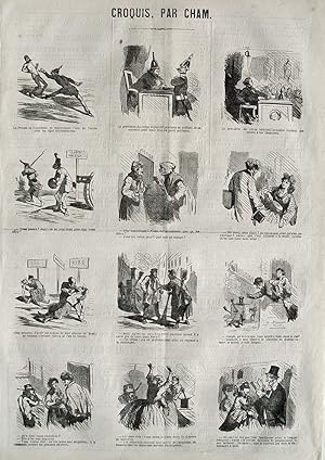 Cham, i.e. Amedee Charles Henry de Noé (1819 in Paris - 1879 ebenda): "Croquis" Serie von 12 Lith...