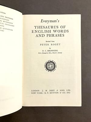 Seller image for Everyman's thesaurus of english words and phrases. Revised from. by D.C. Browning. for sale by Librairie Devaux