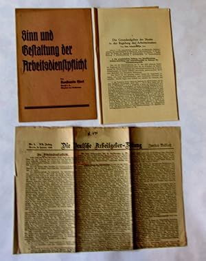 Imagen del vendedor de Sinn und Gestaltung der Arbeitsdienstpflicht. Vortrag. a la venta por Versandantiquariat Dr. Wolfgang Ru