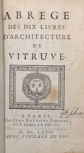 Bild des Verkufers fr Abreg des dix livres de Vitruve. zum Verkauf von Buch & Consult Ulrich Keip