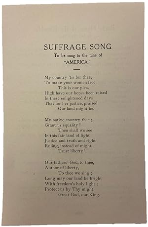 Handbill with Julia Ward Howe's Battle Hymn of the Republic and Suffrage Song