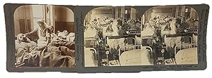 Two Stereoview Photos of Red Cross Nurses Aiding Injured WWI Soldiers