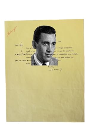Imagen del vendedor de J.D. Salinger Letter Signed, On Several Works Including Franny and Zooey and Catcher, and also Comes with Annotated and Unpublished Draft for the Dust Jacket of Raise High the Roofbeams a la venta por Max Rambod Inc