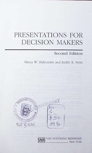 Seller image for Presentations for decision makers. for sale by Antiquariat Bookfarm