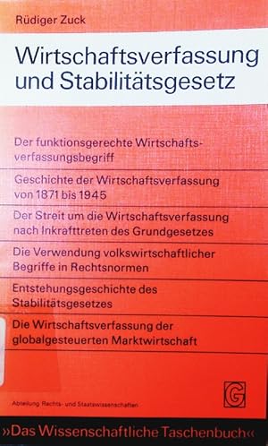 Bild des Verkufers fr Wirtschaftsverfassung und Stabilittsgesetz. zum Verkauf von Antiquariat Bookfarm