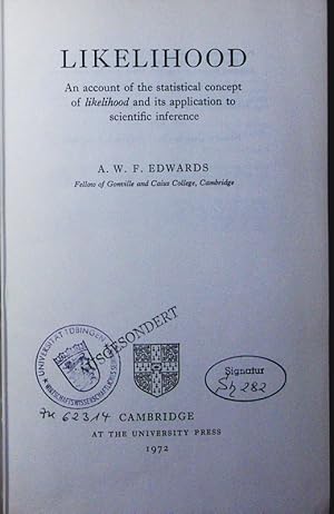 Bild des Verkufers fr Likelihood. an account of the statistical concept of likelihood and its application to scientific inference. zum Verkauf von Antiquariat Bookfarm