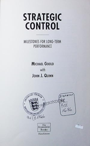 Seller image for Strategic control. milestones for long-term performance. for sale by Antiquariat Bookfarm