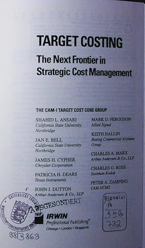 Immagine del venditore per Target costing. the next frontier in strategic cost management. venduto da Antiquariat Bookfarm