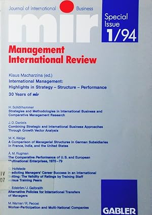 Seller image for International management. highlights in strategy, structure, performance, 30 years of mir. for sale by Antiquariat Bookfarm