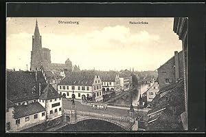 Ansichtskarte Strassburg, Strassenbahn auf der Rabenbrücke