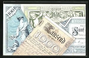 Künstler-Ansichtskarte Reichskassenscheine, Geld
