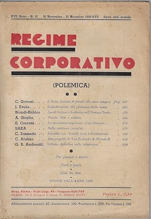 Regime corporativo (polemica), n. 12, novembre-dicembre 1938