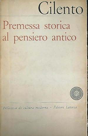 Immagine del venditore per Premessa storica al pensiero antico venduto da Librodifaccia