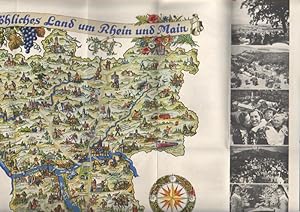 Fröhliches Land um Rhein und Main. (Reiseprospekt mit farbig gestalteter Karte).